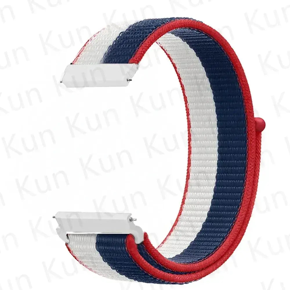 Nylon loop watch strap for Redmi/Xiaomi watches, tri-color blue white red, 20/22mm, Simples Market