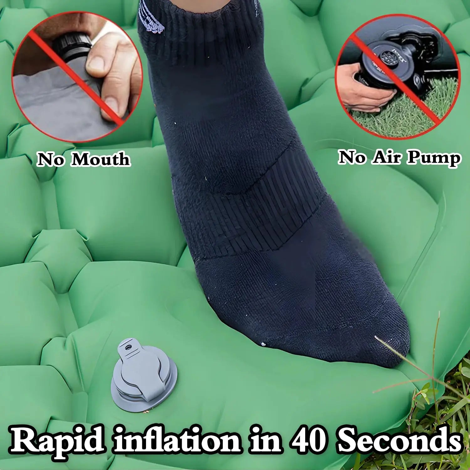 Simples Market inflatable camping mattress green sleeping pad with air valve