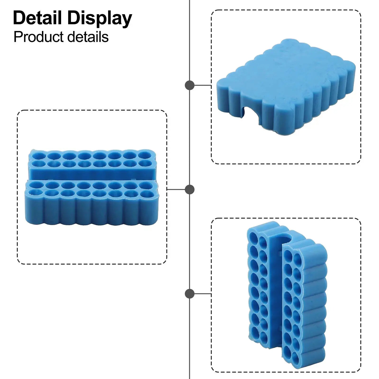 Blue 2-piece 32-hole hex bit holder blocks for 6.35mm screwdriver bits