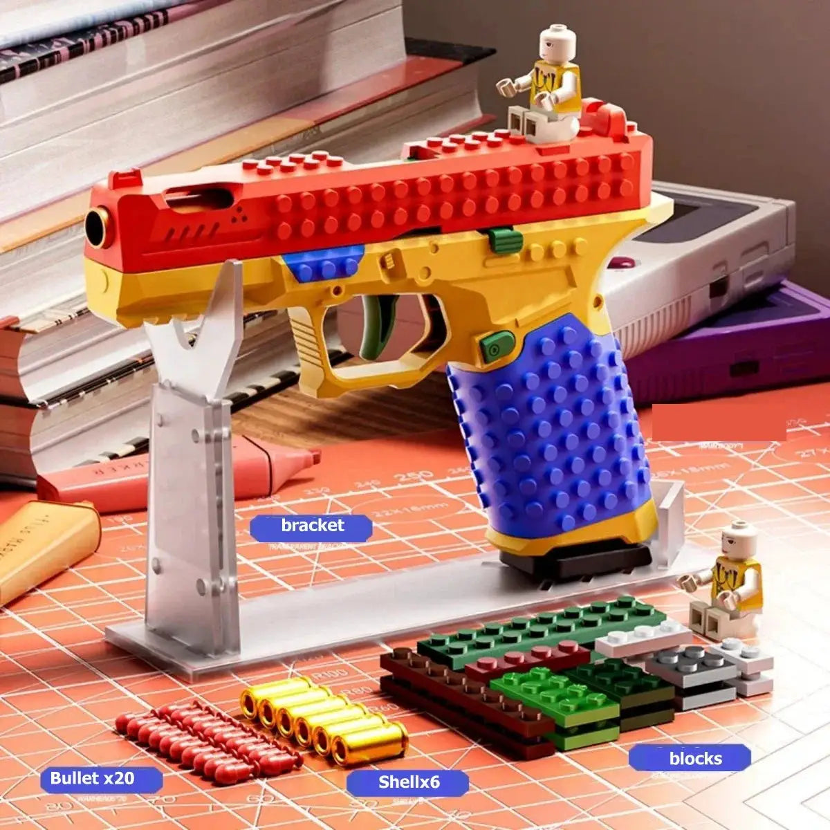 Shell Ejecting Continuous Firing Toy Pistol Airsoft Blowback Building Block Outdoor CS Weapon for Boys and Adults