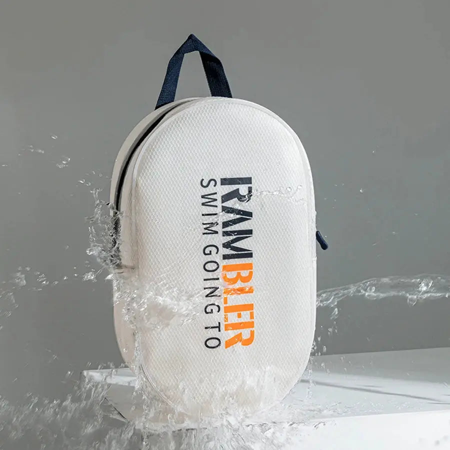 XXL white water-resistant sports duffel bag by Simples Market with navy carry handle