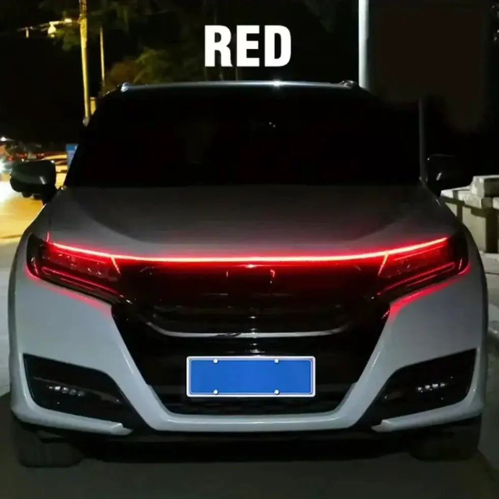 Simples Market 1pc dynamic meteor LED car hood light strip, red running light, universal fit