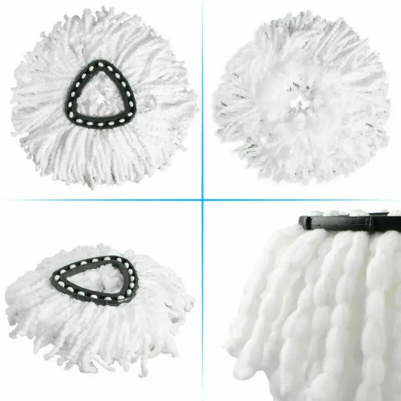 4 white microfiber mop head refills with black triangular connectors for Easy Wring and Clean Turbo Mop