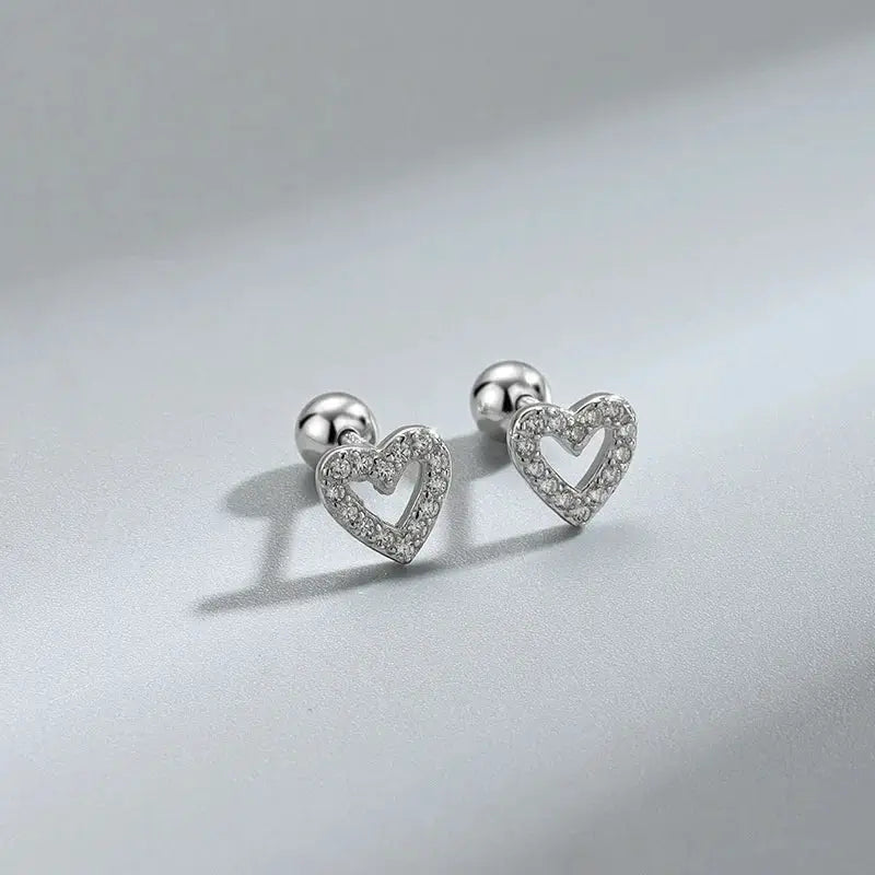 Hypoallergenic Heart Stud Earrings For Women Girls Screw Back Cartilage Helix Piercing Jewelry Gifts
