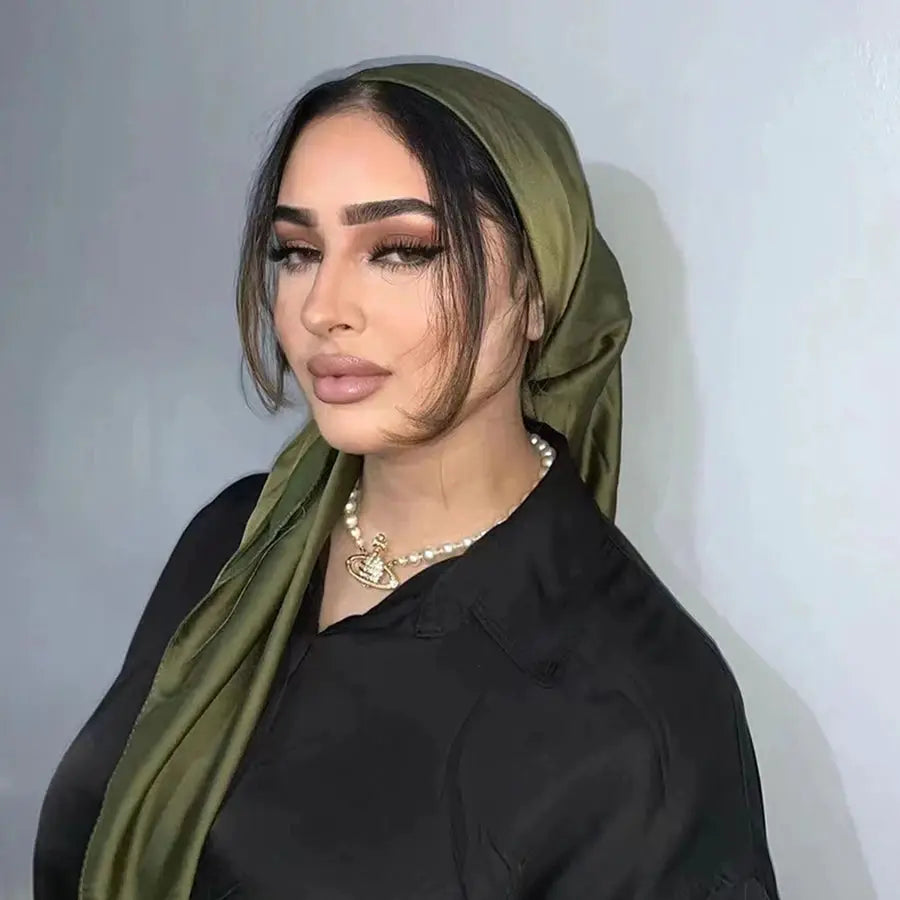 SatinLuxe 90x90 cm Satin Square Hijab Scarf For Everyday Modest Style And Elegant Wrap