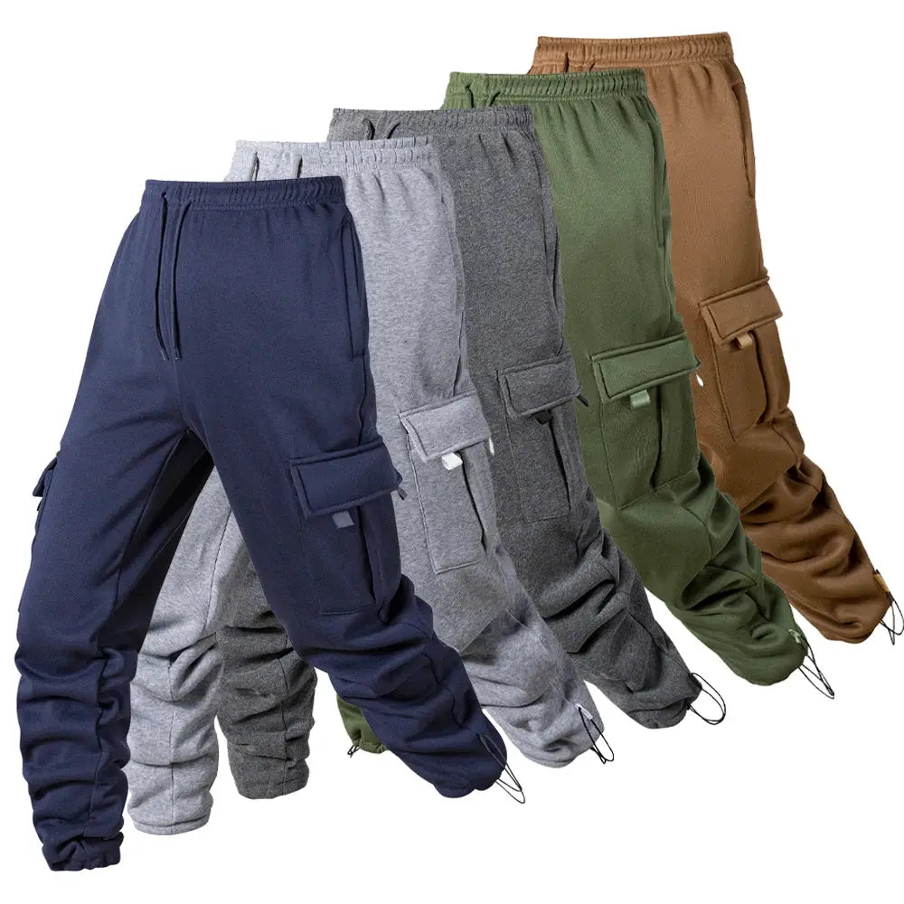 Men's cargo joggers in six colors with loose fit, drawstring waist and cargo pockets