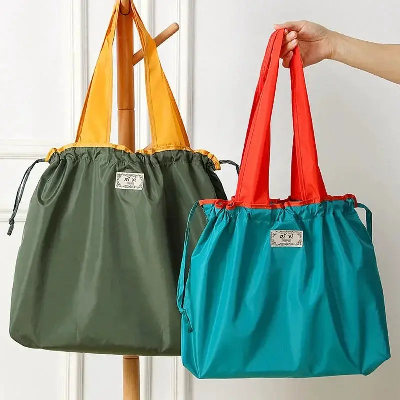 EverEco Foldable Eco Friendly Shoulder Bag Womens Reusable Grocery Tote Large Capacity Drawstring Closure
