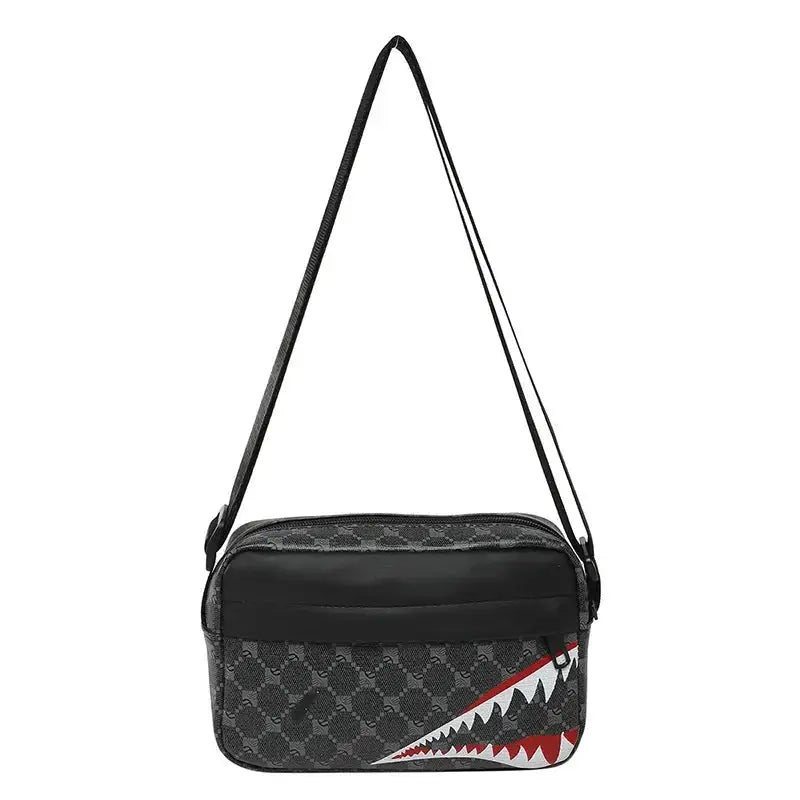 Creative Shark Mouth Crossbody Bag Bold Shark Mouth Print Large Capacity For Coins And Phone