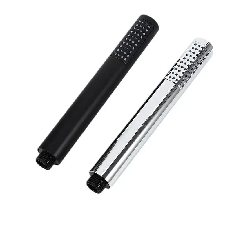 Handheld shower heads set (2): black plastic and chrome metal, Simples Market, high-pressure rainfall nozzle
