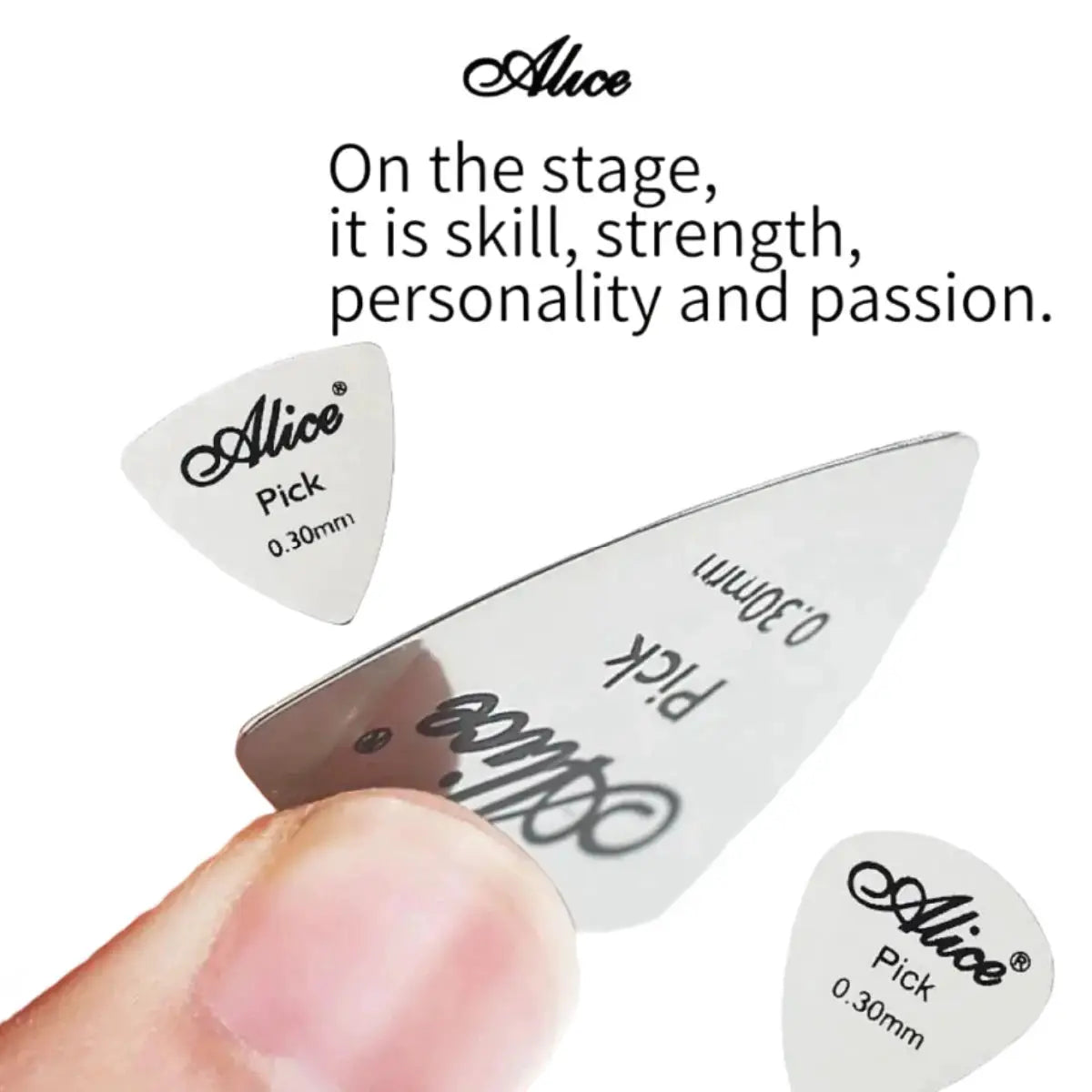 Alice 10Pcs 0.3mm Metal Guitar Picks Set Durable Silver For Guitar Bass Ukulele Professional