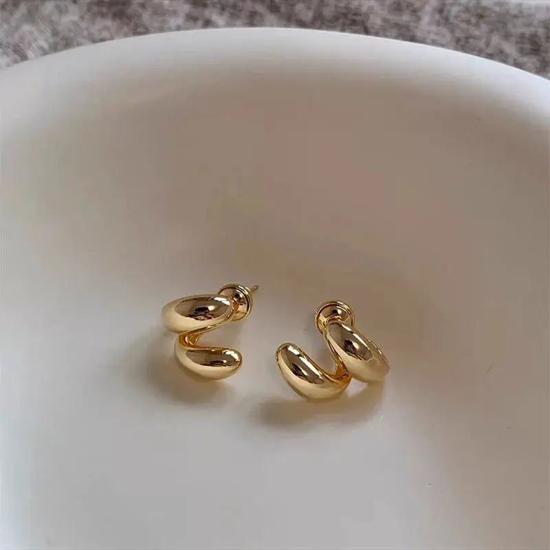 Trending Minimalist Circular Metal Stud Earrings For Women Simple Fashion Jewelry Party Wear Gift