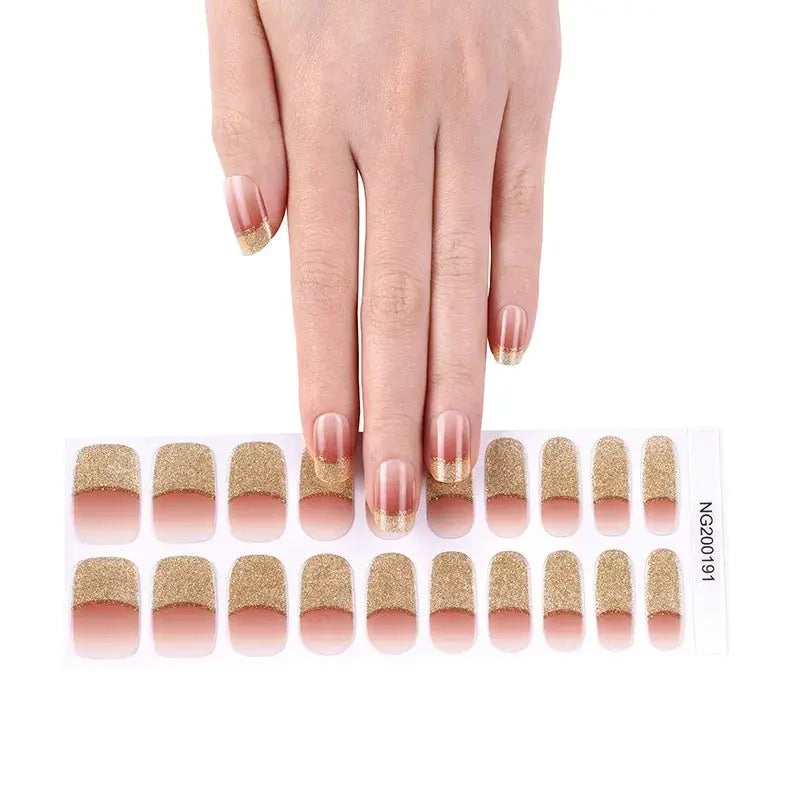 NailLux Semi Cured Nail Wraps For 16 To 20 Tips Easy Full Cover Adhesive Press On Nails Gel Finish UV LED Compatible