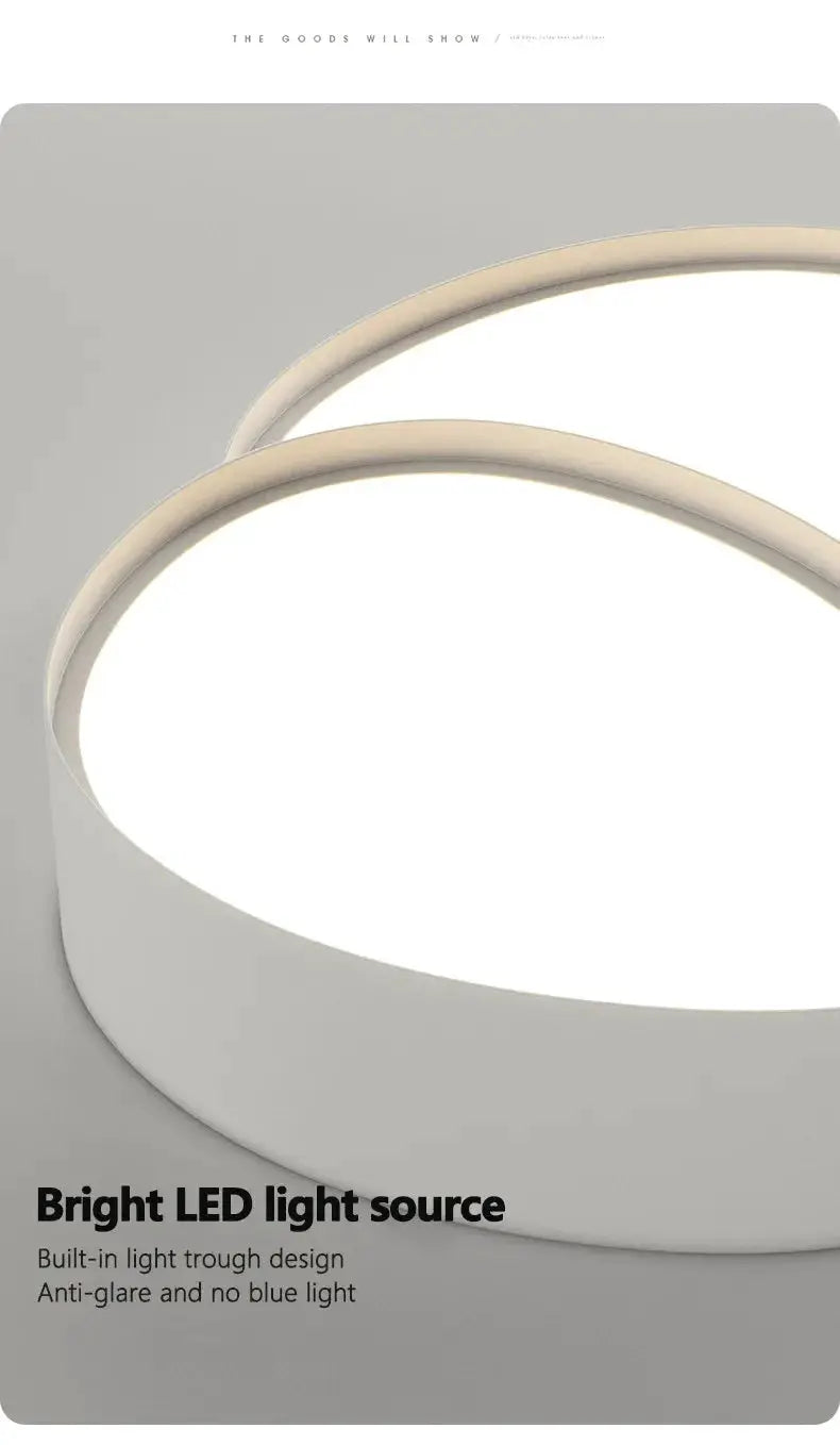 Modern round LED ceiling lamp in white with a slim circular frame for indoor lighting
