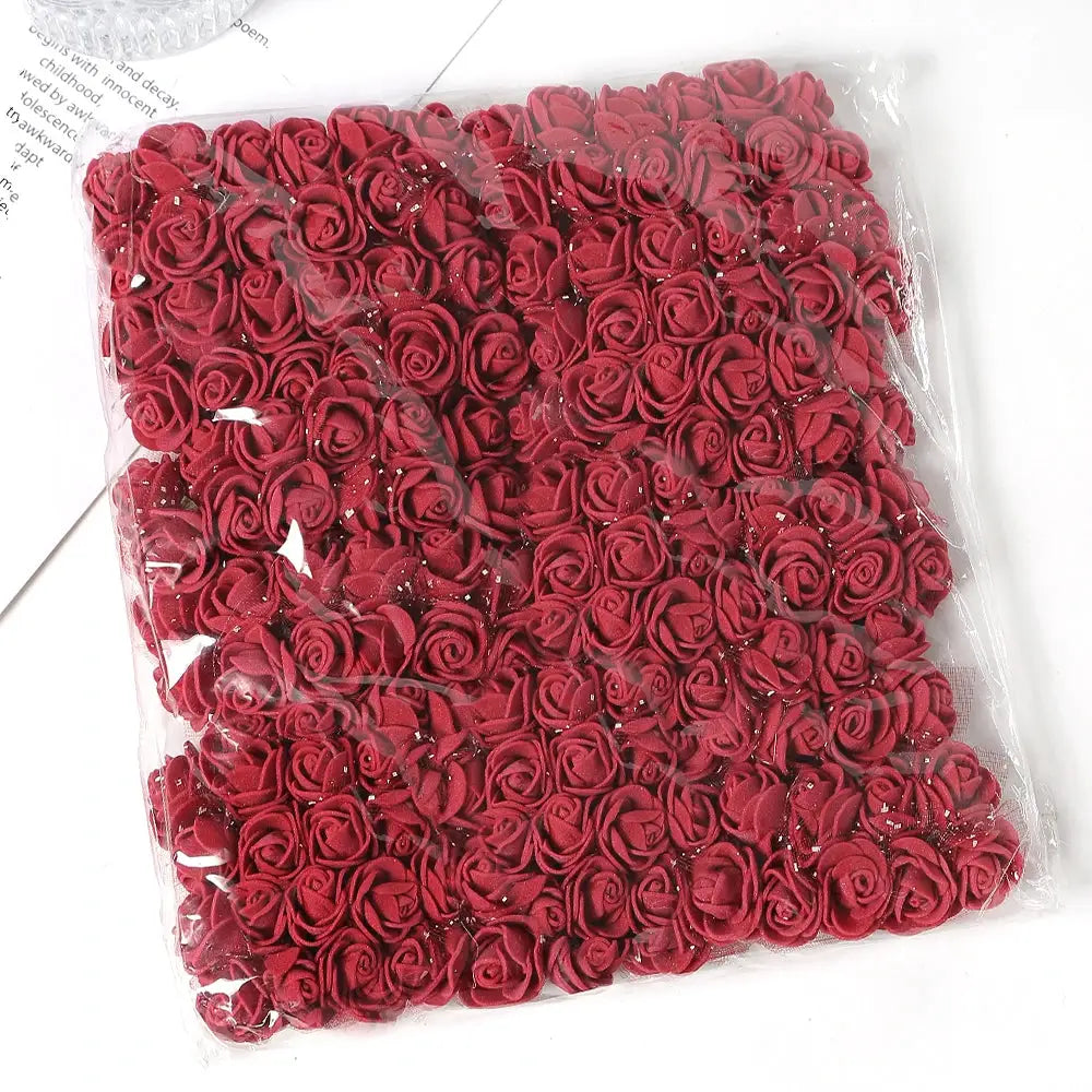 96 Pcs Mini Rose Artificial Flowers Bouquet 7.5cm Foam Fake Flowers Wedding Decoration For Home Room Decor