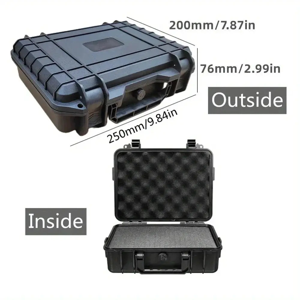 Hard Shell Waterproof Organizer Box by Simples Market; foam-padded interior, portable impact-resistant toolbox for hardware and instruments