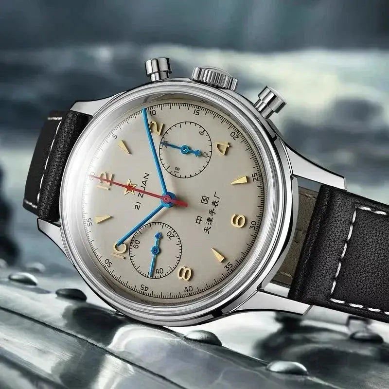 Aviator Time 1963 Pilot Automatic Watch 42mm Vintage Military Style Waterproof Chronograph