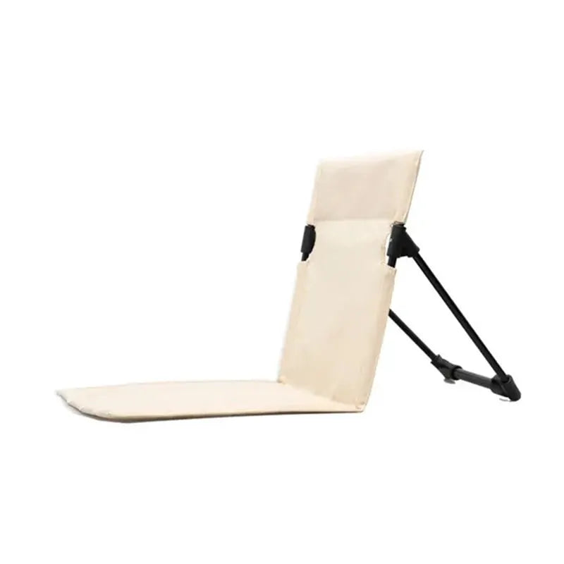 Outdoor foldable camping chair with backrest cushion, beige Oxford cloth by Simples Market
