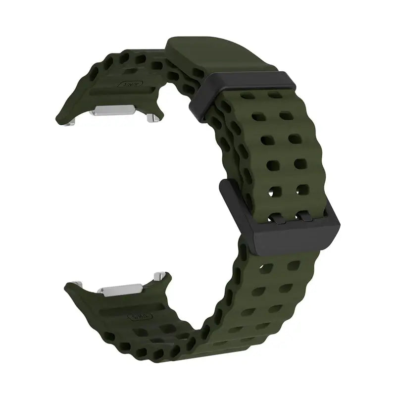 Marine Band silicone strap for Samsung Galaxy Watch Ultra 47mm, olive green perforated sport band
