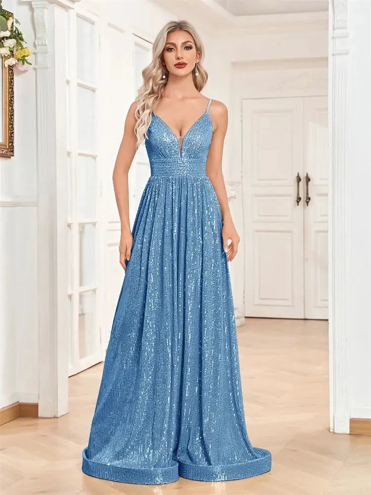 Elegant Backless Sequined Mermaid Evening Gown For Weddings And Proms