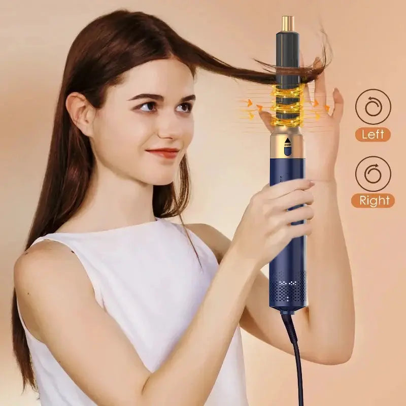 Simples Market 5-in-1 Hair Styler blue and gold handheld ionic dryer with rotating brush