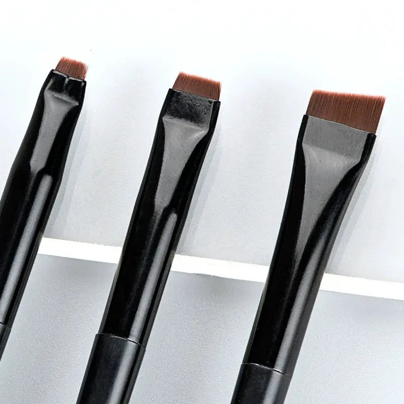 Karsyngirl 3 Piece Eyeliner and Brow Brush Set Portable Fine Angled Flat Ultra Thin Precision Tools