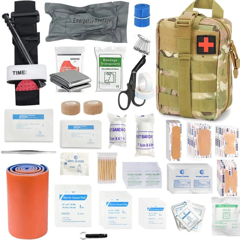 156 Piece 30 in 1 Home Outdoor Travel First Aid Kit for Camping Boating Hiking Portable Multifunctional Mountaineering Kit