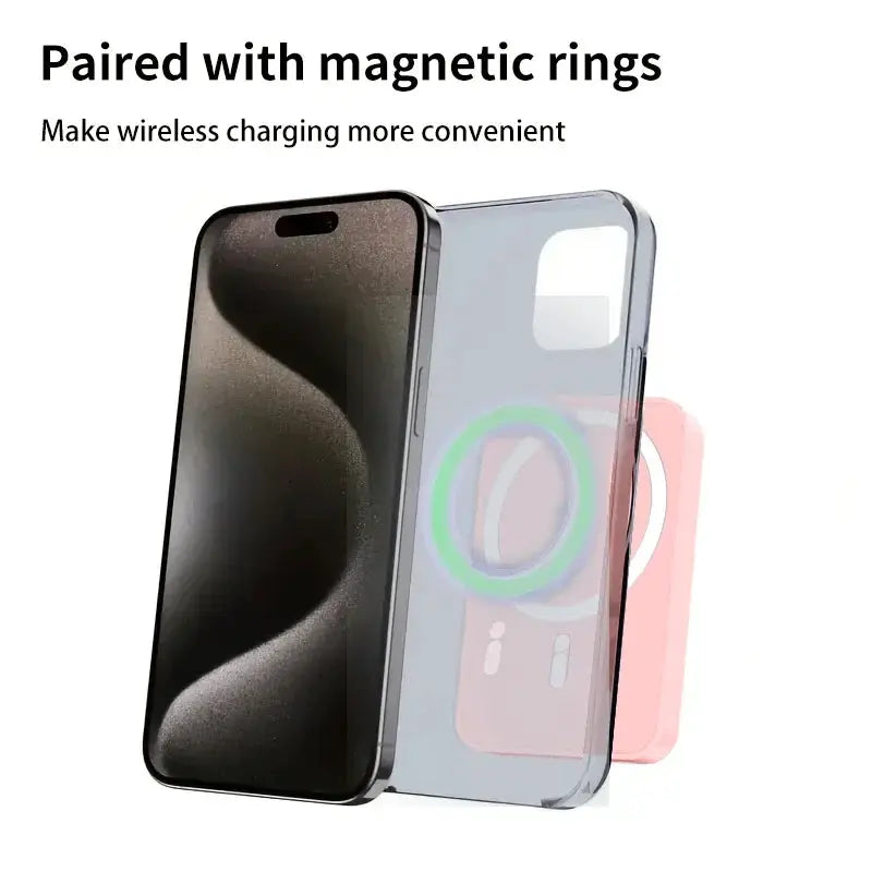 HOMEFISH magnetic car wireless charger with phone holder; black unit and transparent case with green magnetic ring