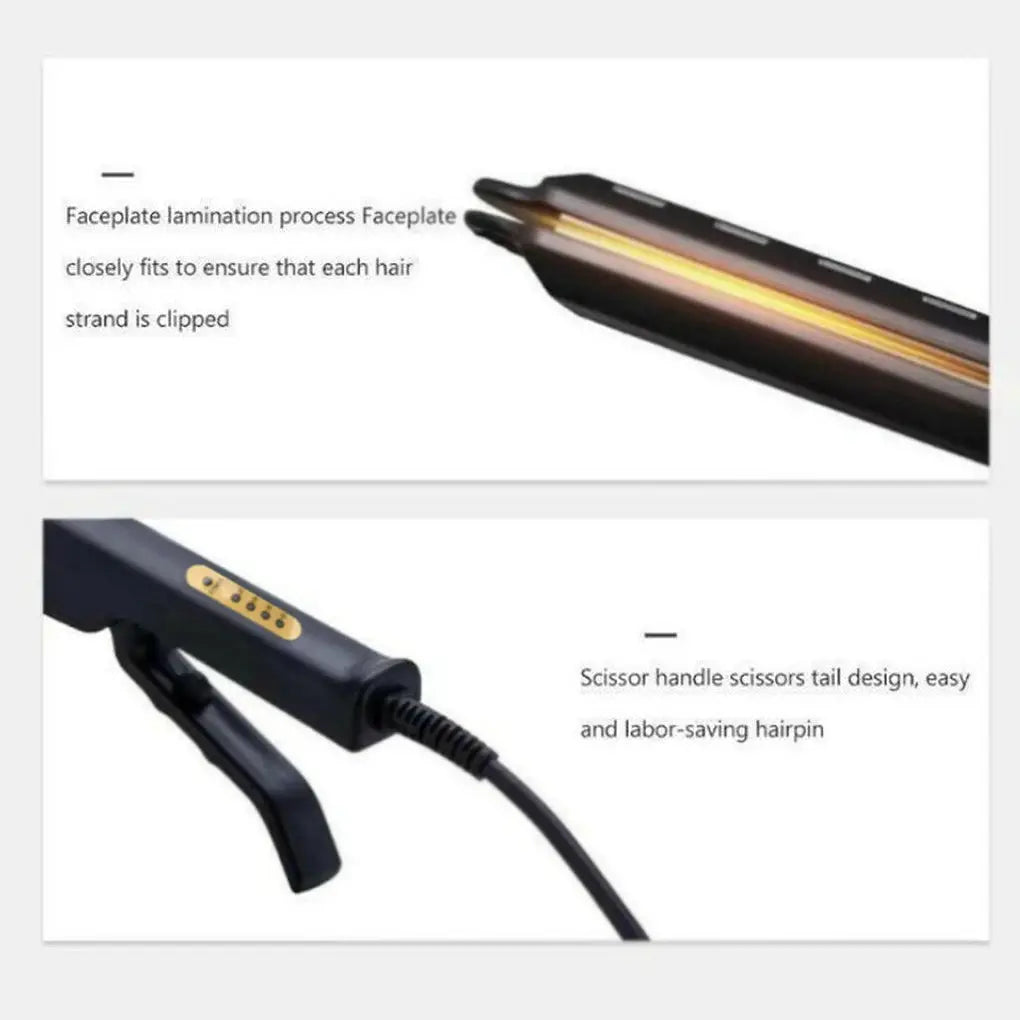 Hair straightener Simples Market, black with gold control panel, ceramic tourmaline