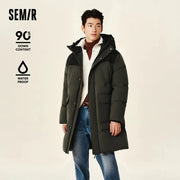 Semir men's long down jacket, dark olive green, waterproof quilted puffer coat