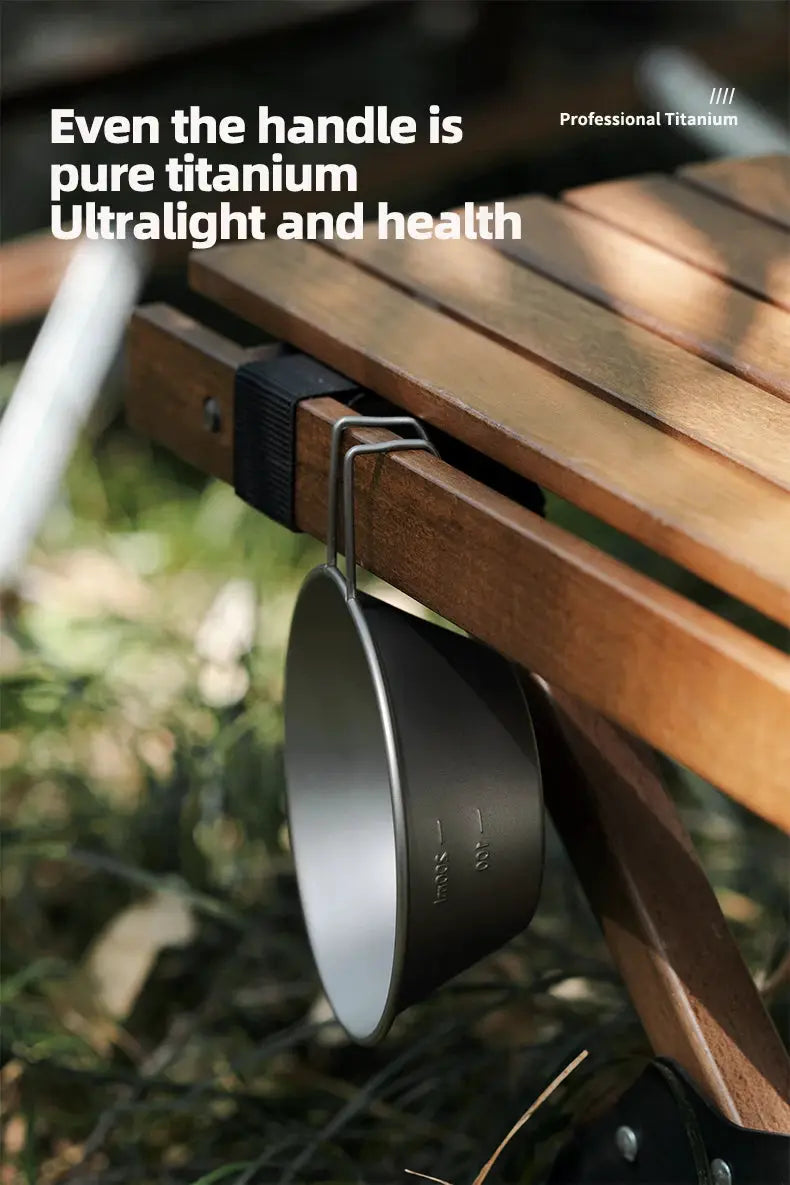 Tiartisan 260ml titanium Sierra bowl with fixed handle for ultralight outdoor meals