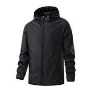 LNGXO waterproof hiking jacket, black hooded windbreaker for unisex outdoor use