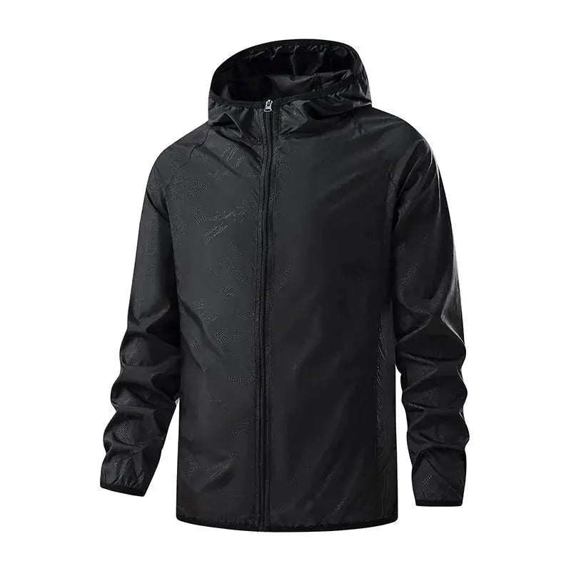 LNGXO waterproof hiking jacket, black hooded windbreaker for unisex outdoor use