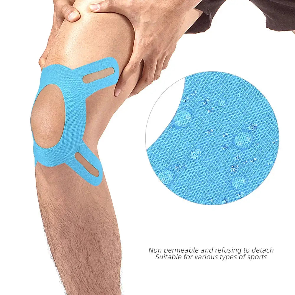 Simples Market blue pre-cut knee kinesiology tape, 5 pcs, elastic sports tape for knee support and injury recovery