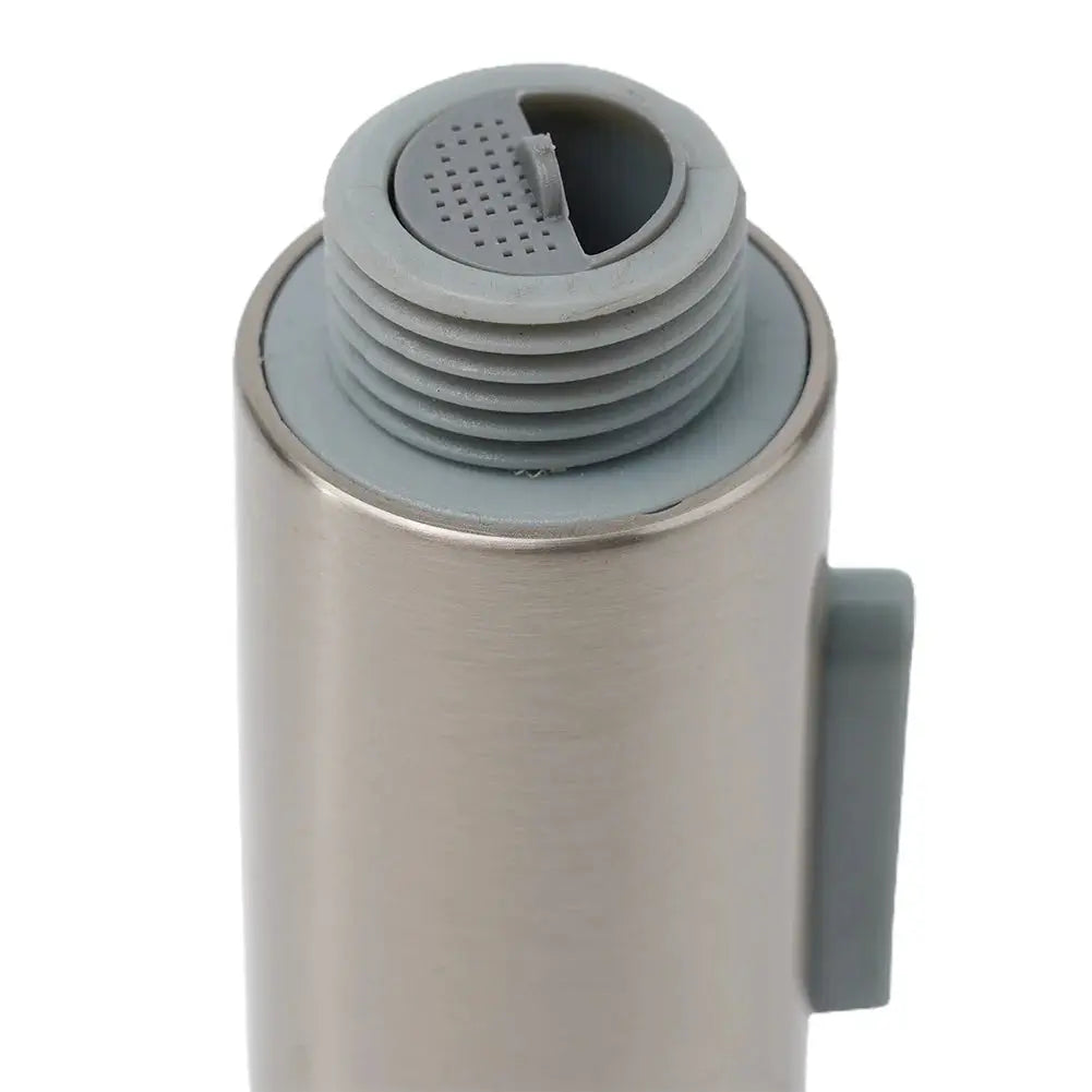 ABS kitchen faucet head replacement with pull-down spray nozzle, brushed stainless steel body and gray nozzle