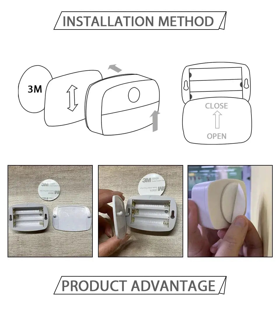 LED Night Light with Motion Sensor by Simples Market; battery-powered cordless bedside/closet lamp with 3M adhesive pad