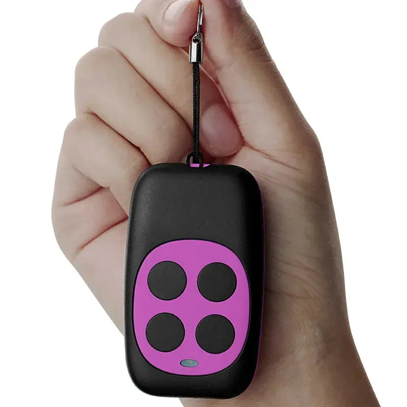 Remote key fob 433MHz; Simples Market, black with purple 4-button panel for gate/garage doors, strap included