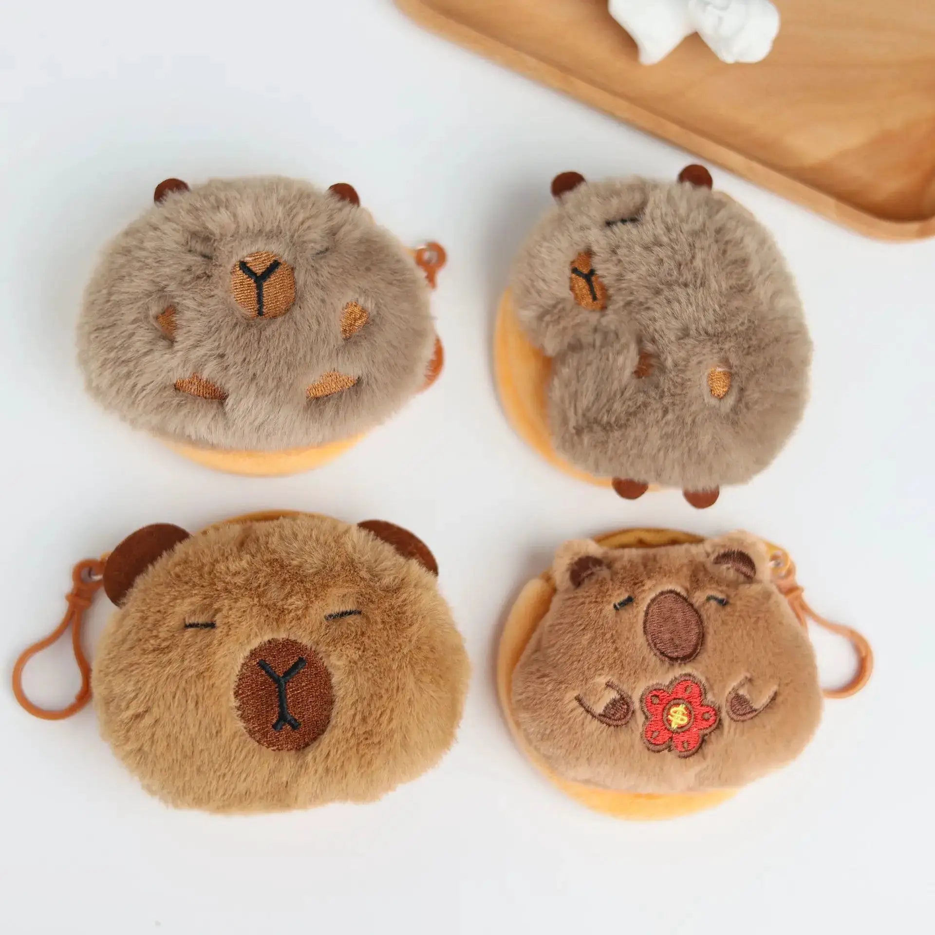 Capybara Change Bag Earphone Bag Plush Pendant Cute Cartoon Storage Case For Coins And Keys