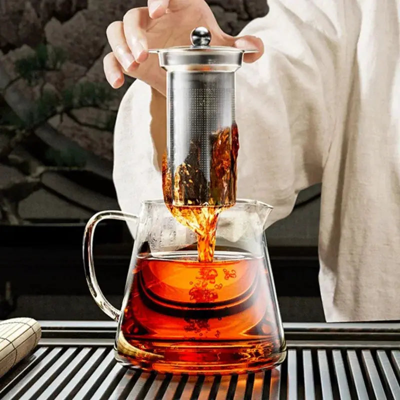 CrystalGlass Heat Resistant Glass Teapot With Stainless Steel Infuser Flower Kettle For Puer And Oolong Tea