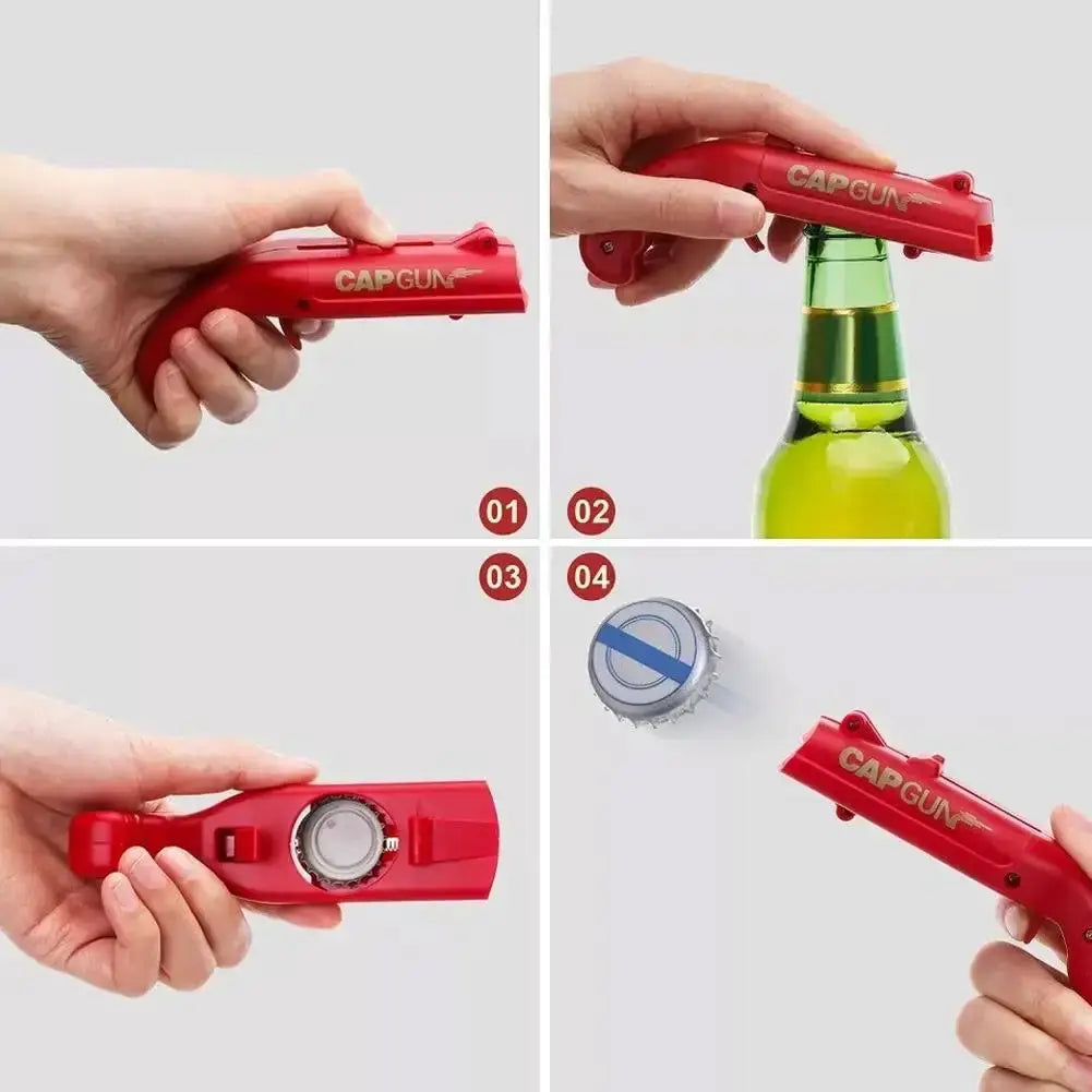 Cap Gun Bottle Opener Portable Bar Tool Party Gadget For Opening Beers At Home Everywhere