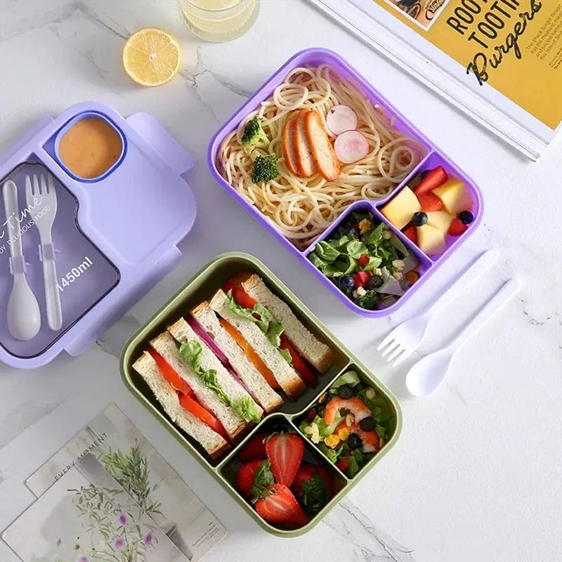 Bento Lunch Box For Kids Girls Cartoon Kawaii Cute Heated 3 Grid Food Storage Lunchbox Sandwich Snack