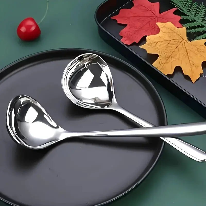 Two Pack Heavy Duty Stainless Steel Serving Spoons Rust Resistant With Long Handles For Soup Porridge
