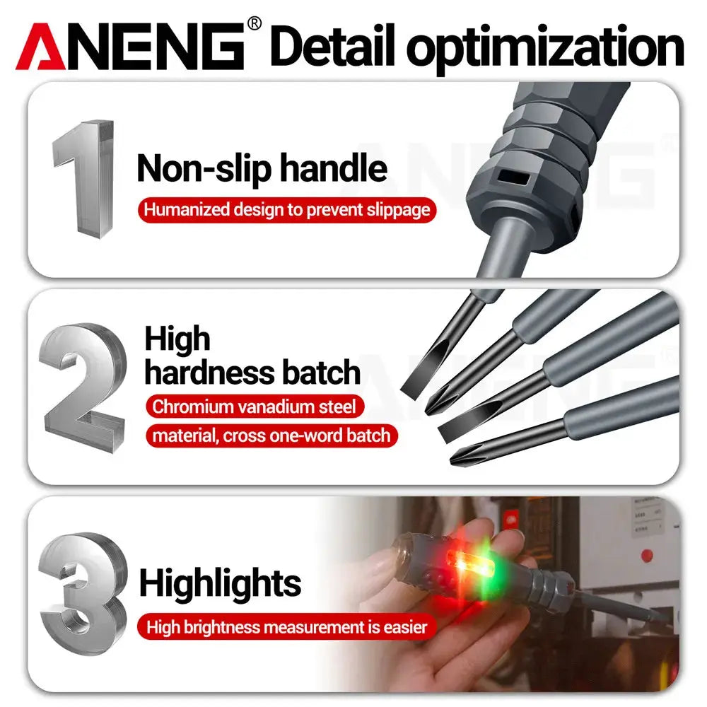 ANENG B05 Pocket Tester Pen With Neon Bulb Indicator For Live Wire Detection Insulated Electrician Screwdriver Tools