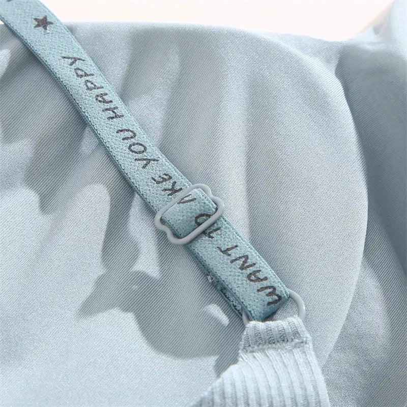 FINETOO women wireless padded bralette in light blue with adjustable strap by Simples Market