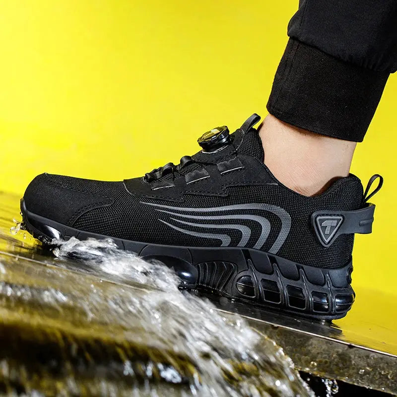 Rotary Button Safety Shoes For Men Anti Impact And Anti Piercing Work Shoes Fashionable Mens Sports Safety Pro