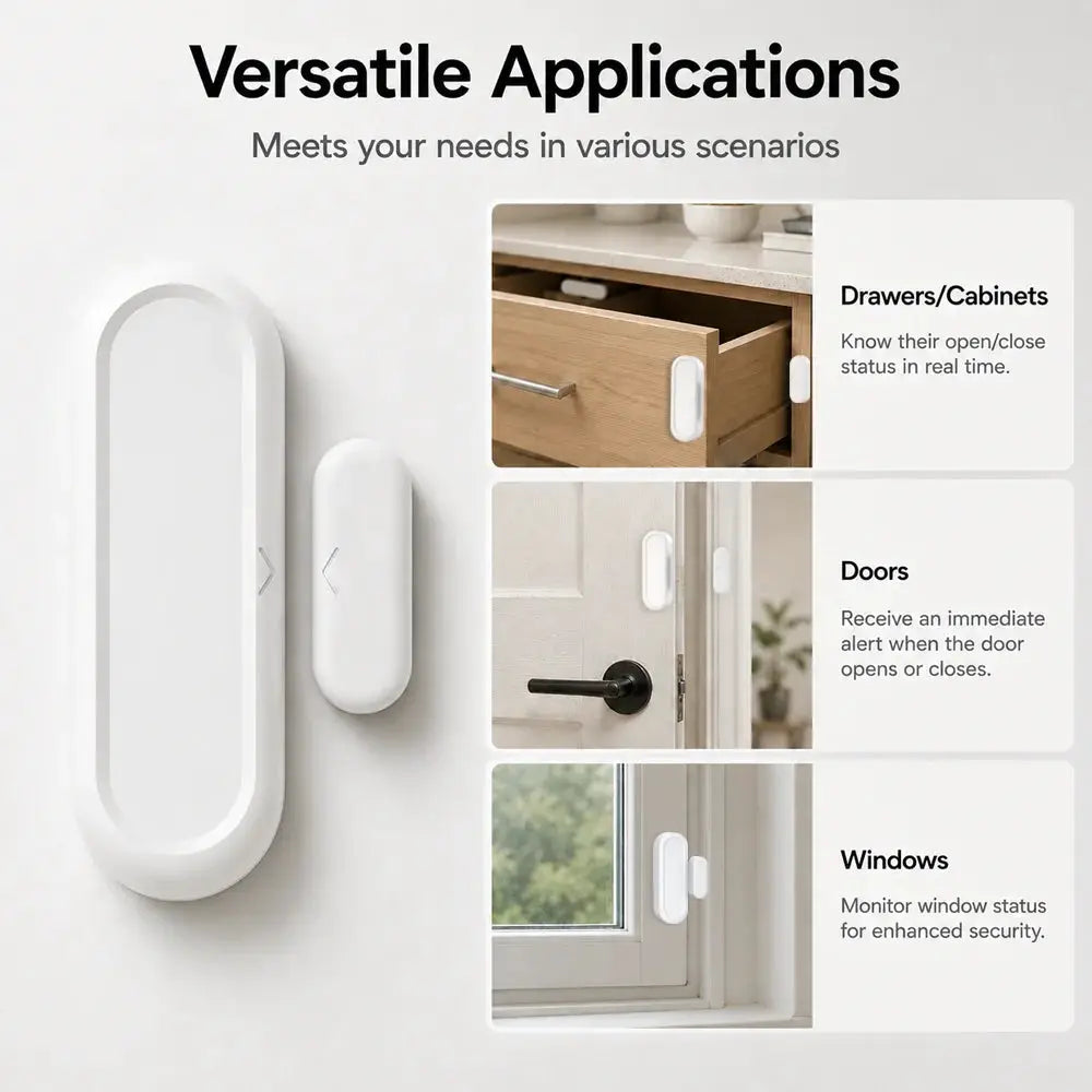 IP65 Tuya WiFi door/window magnetic sensor, white waterproof wireless security detector