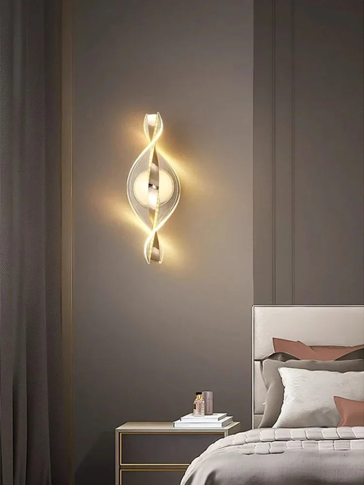 Nordic LED wall lamp, acrylic modern bedside wall light with warm glow