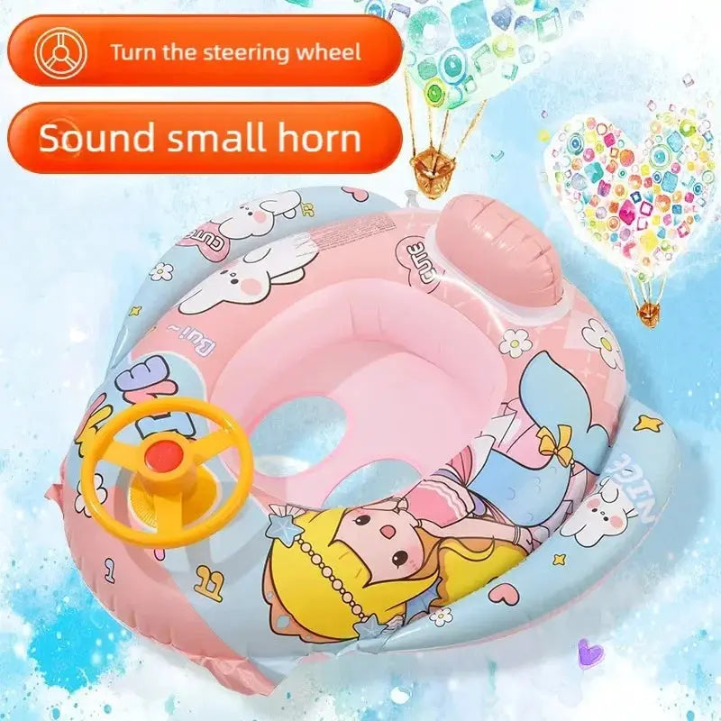 PVC Children Swimming Ring For Beach And Pool With Steering Wheel Inflatable Baby Water Toy Circle