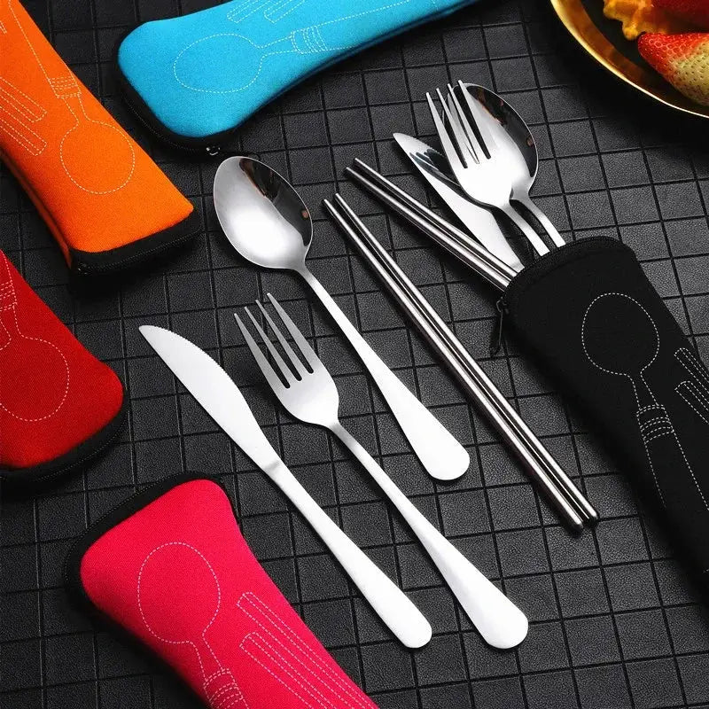 Portable Cutlery Storage Bag For Travel And Picnic Gear Fork Spoon Knife Pouch Organizer ABS Case