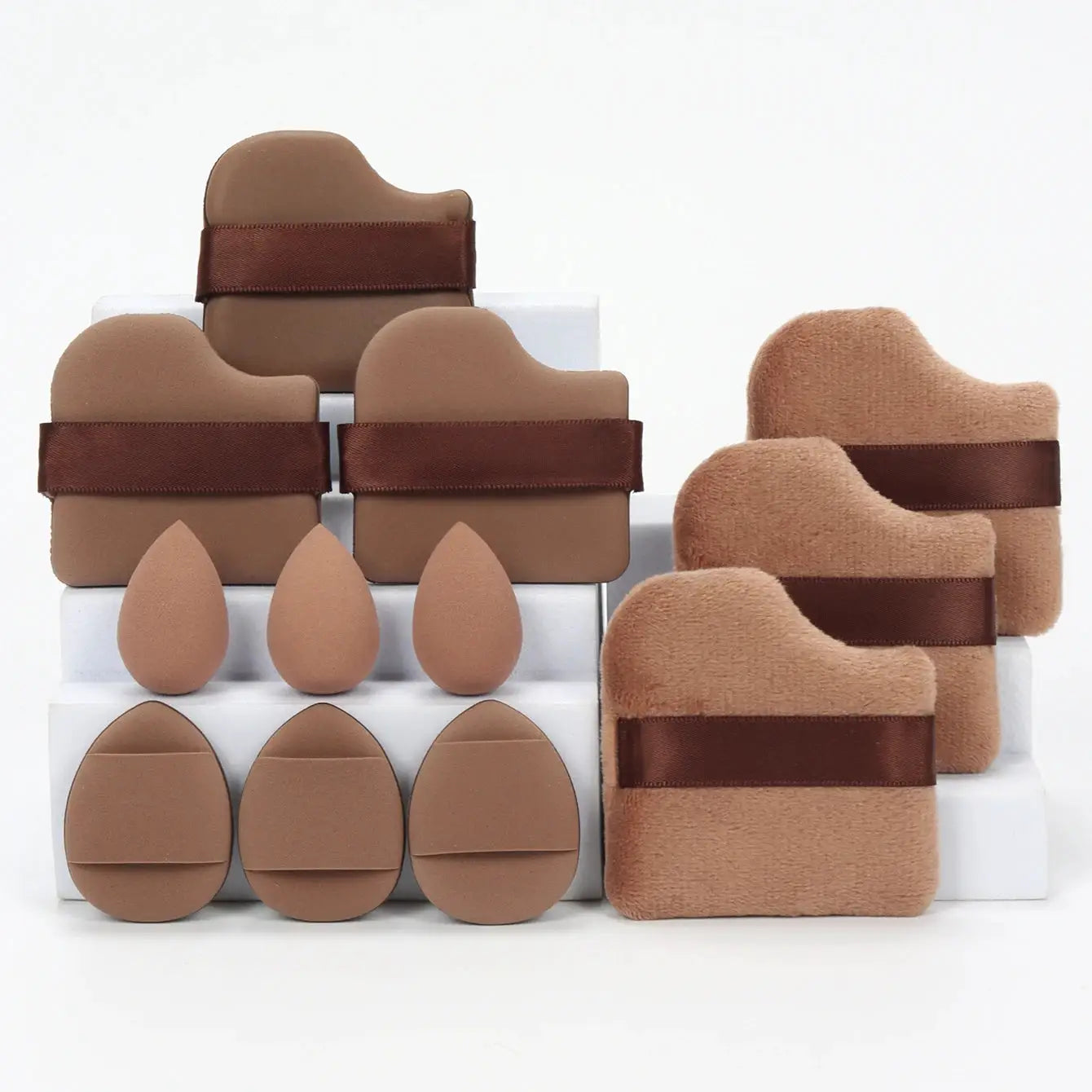 LuminaBeauty 12 Piece Makeup Sponge Set With Powder Puffs Mini Air Cushions Beauty Eggs And Sponges For Flawless Finish