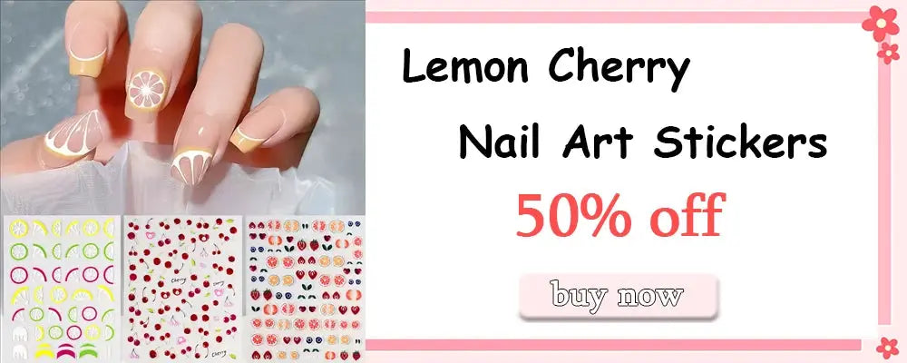 Lemon Cherry Nail Art Stickers set with lemon and cherry designs and manicure decal sheets